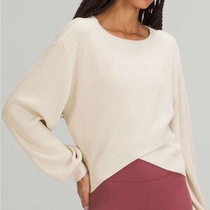 Women's Cream Ribbed Sweater